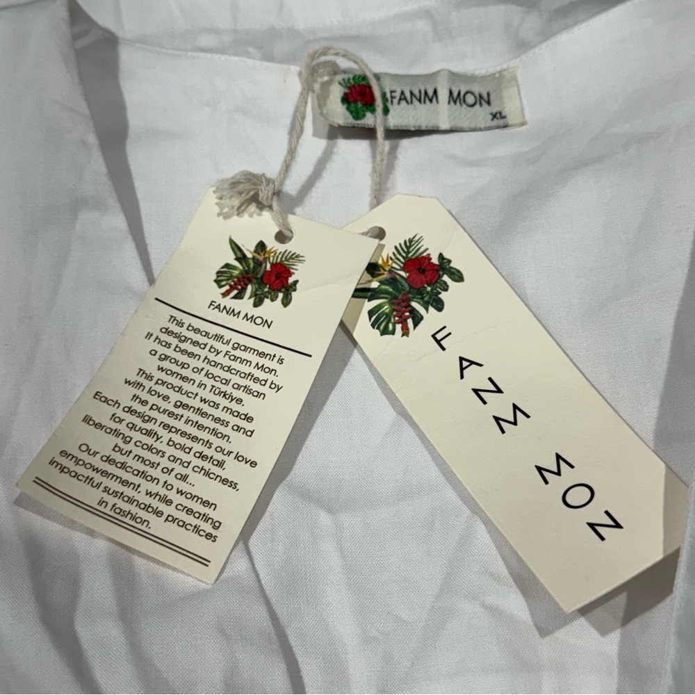 NWT Fanm Mon Larson Butterfly Embroidered Long Sleeve V Neckline Dress Size XL - Picture 7 of 14